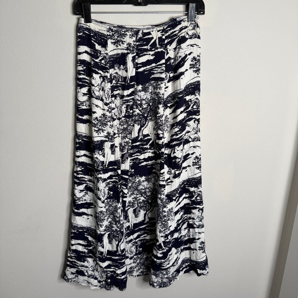 Reformation Women's 2 Toile White Black Print Wide Leg Palazzo Pants High Waist
